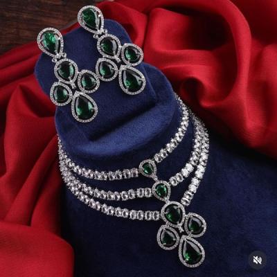 CZ Necklace Set- American Diamond Necklace With earrings