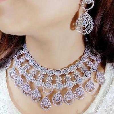 AD Necklace- Bridal Jewellery- CZ Necklace Silver