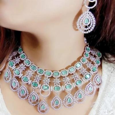 AD Necklace- Bridal Jewellery- CZ Necklace Green