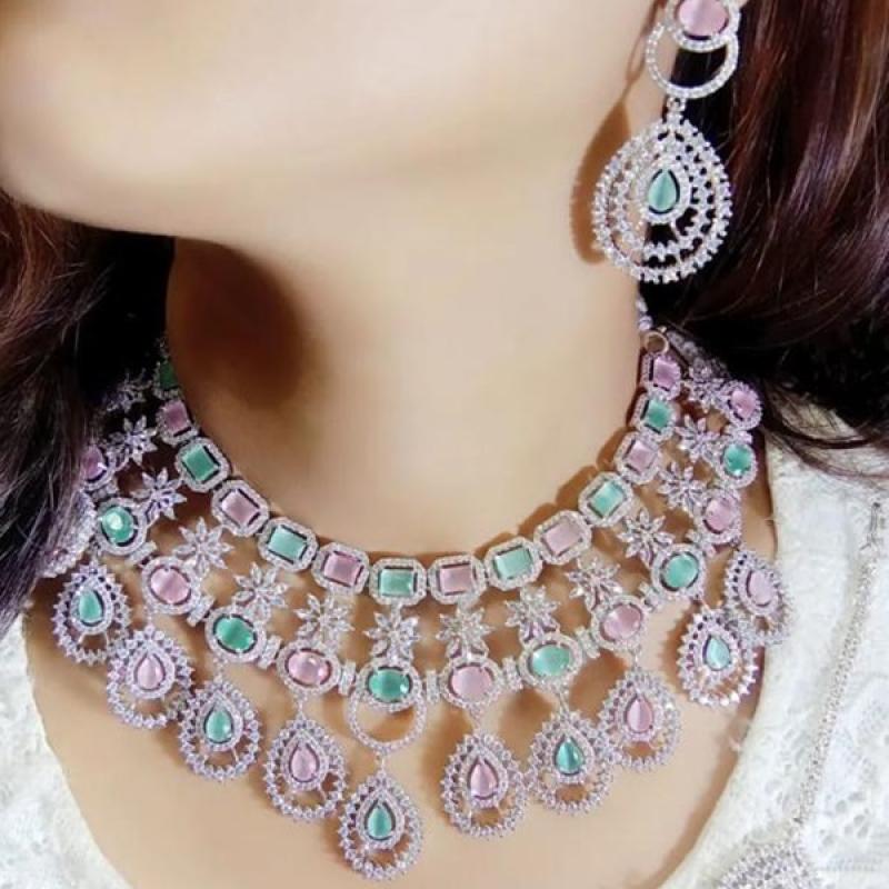 AD Necklace- Bridal Jewellery- CZ Necklace Mint