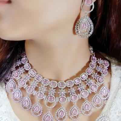 AD Necklace- Bridal Jewellery- CZ Necklace Pink