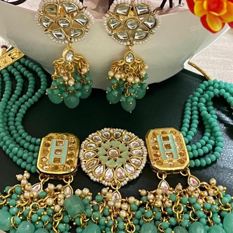 Gold Plated Jadau Kundan Necklace Set