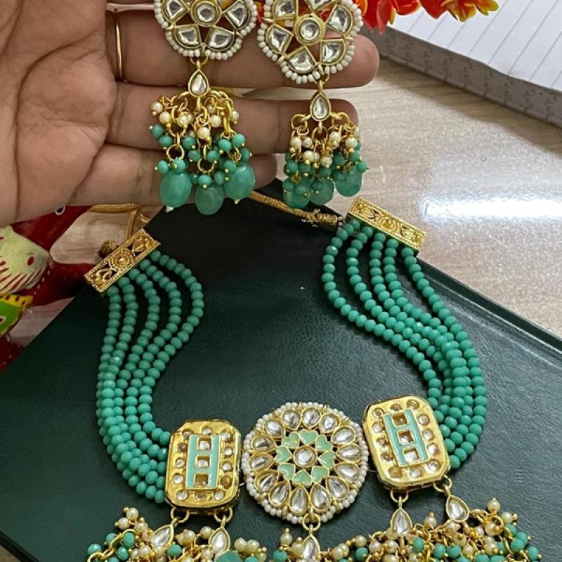 Gold Plated Jadau Kundan Necklace Set