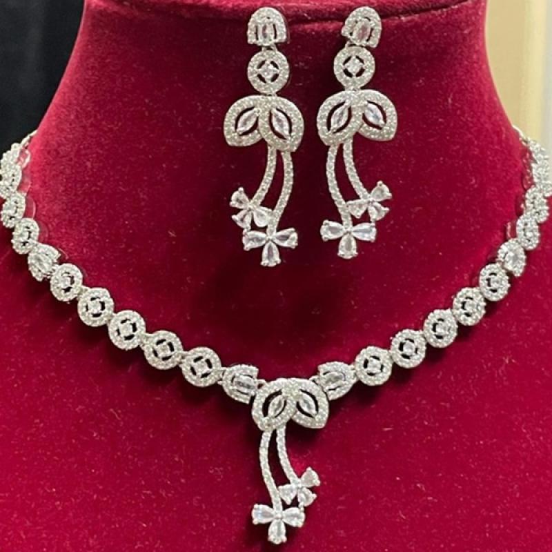 CZ Necklace- American Diamond Necklace Set with earrings