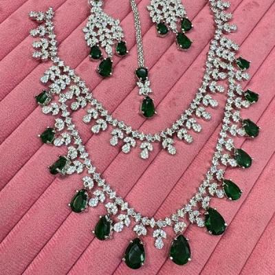 Tara Sutaria Inspired Necklace Set- CZ Necklace With Earrings & Mangtika