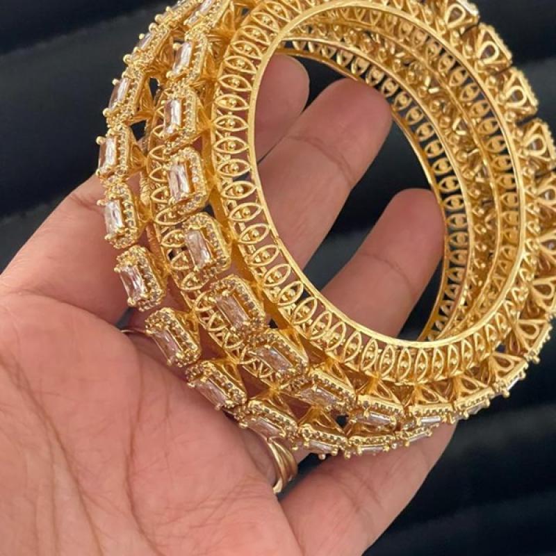 AD Gold Pacheli Bangles- Diamond Studded Gold Bangles