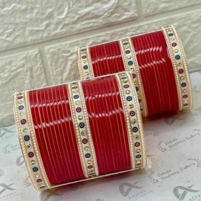 Red Simple Chuda Bangles- Dotted Chura- Punjabi Chooda