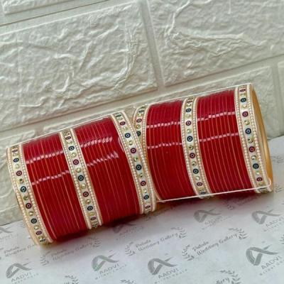 Red Simple Chuda Bangles- Dotted Chura- Punjabi Chooda